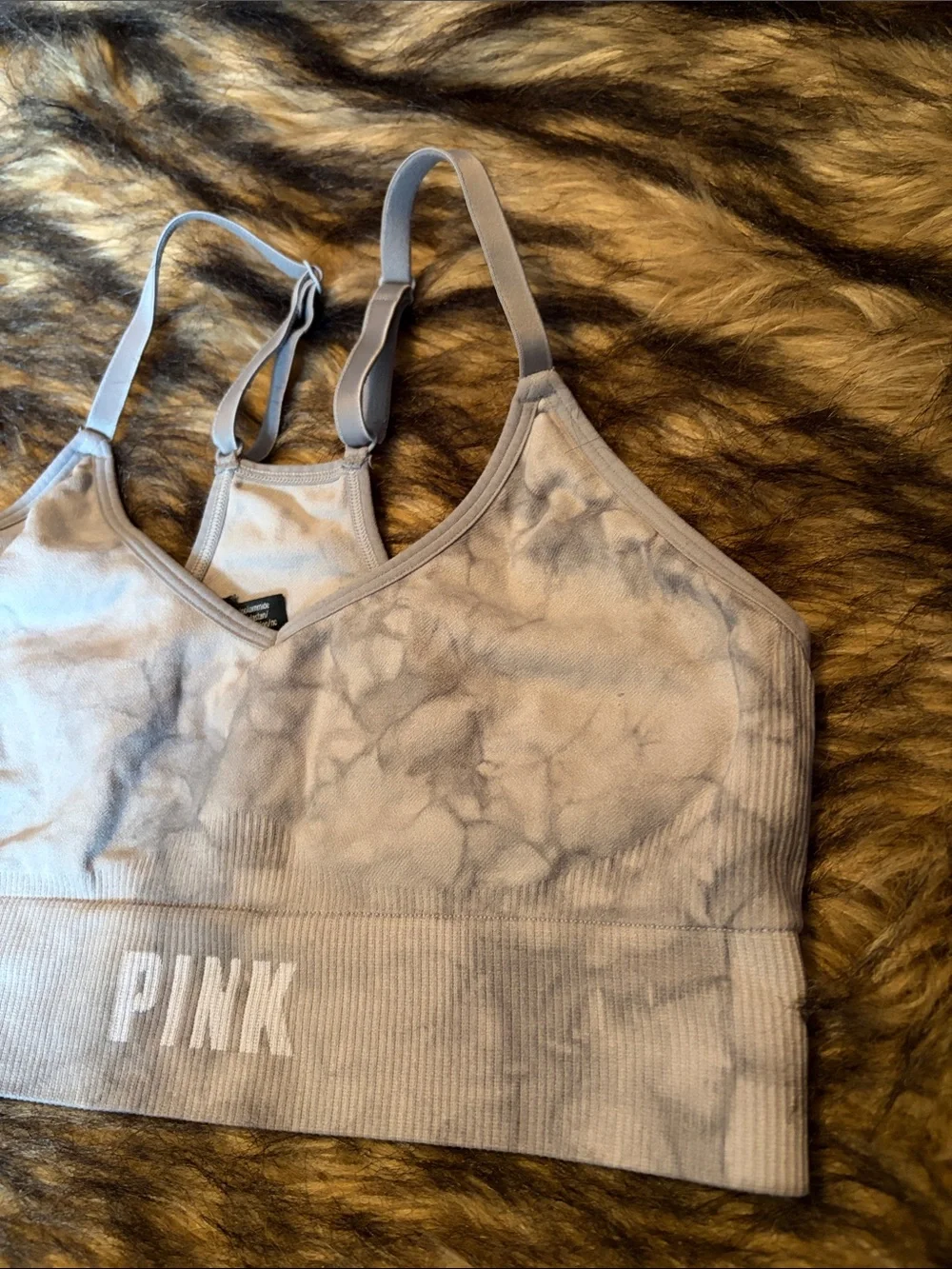 PINK Victoria's Secret Gray Tie-Dye Seamless Bralette Size Small